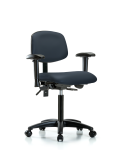 Vinyl Chair - Medium Bench Height with Adjustable Arms & Casters in Imperial Blue Trailblazer Vinyl VMBCH-RG-T0-A1-NF-RC-8582