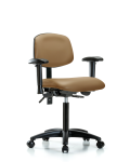 Vinyl Chair - Medium Bench Height with Adjustable Arms & Casters in Taupe Trailblazer Vinyl VMBCH-RG-T0-A1-NF-RC-8584