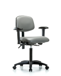 Vinyl Chair - Medium Bench Height with Adjustable Arms & Casters in Sterling Supernova Vinyl VMBCH-RG-T0-A1-NF-RC-8840