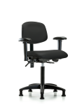 Vinyl Chair - Medium Bench Height with Adjustable Arms & Stationary Glides in Black Trailblazer Vinyl VMBCH-RG-T0-A1-NF-RG-8540