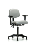 Vinyl Chair - Medium Bench Height with Adjustable Arms & Stationary Glides in Dove Trailblazer Vinyl VMBCH-RG-T0-A1-NF-RG-8567