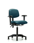 Vinyl Chair - Medium Bench Height with Adjustable Arms & Stationary Glides in Marine Blue Supernova Vinyl VMBCH-RG-T0-A1-NF-RG-8801