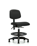 Vinyl Chair - Medium Bench Height with Seat Tilt, Black Foot Ring, & Stationary Glides in Black Trailblazer Vinyl VMBCH-RG-T1-A0-BF-RG-8540