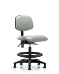 Vinyl Chair - Medium Bench Height with Seat Tilt, Black Foot Ring, & Stationary Glides in Dove Trailblazer Vinyl VMBCH-RG-T1-A0-BF-RG-8567