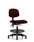 Vinyl Chair - Medium Bench Height with Seat Tilt, Black Foot Ring, & Stationary Glides in Burgundy Trailblazer Vinyl VMBCH-RG-T1-A0-BF-RG-8569