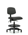Vinyl Chair - Medium Bench Height with Seat Tilt, Black Foot Ring, & Stationary Glides in Charcoal Trailblazer Vinyl VMBCH-RG-T1-A0-BF-RG-8605