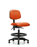 Vinyl Chair - Medium Bench Height with Seat Tilt, Black Foot Ring, & Stationary Glides in Orange Kist Trailblazer Vinyl VMBCH-RG-T1-A0-BF-RG-8613