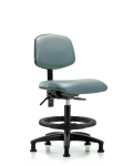 Vinyl Chair - Medium Bench Height with Seat Tilt, Black Foot Ring, & Stationary Glides in Storm Supernova Vinyl VMBCH-RG-T1-A0-BF-RG-8822