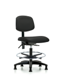 Vinyl Chair - Medium Bench Height with Seat Tilt, Chrome Foot Ring, & Stationary Glides in Black Trailblazer Vinyl VMBCH-RG-T1-A0-CF-RG-8540