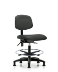 Vinyl Chair - Medium Bench Height with Seat Tilt, Chrome Foot Ring, & Stationary Glides in Charcoal Trailblazer Vinyl VMBCH-RG-T1-A0-CF-RG-8605