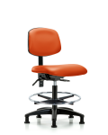 Vinyl Chair - Medium Bench Height with Seat Tilt, Chrome Foot Ring, & Stationary Glides in Orange Kist Trailblazer Vinyl VMBCH-RG-T1-A0-CF-RG-8613