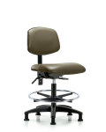 Vinyl Chair - Medium Bench Height with Seat Tilt, Chrome Foot Ring, & Stationary Glides in Taupe Supernova Vinyl VMBCH-RG-T1-A0-CF-RG-8809