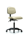 Vinyl Chair - Medium Bench Height with Seat Tilt & Casters in Adobe White Trailblazer Vinyl VMBCH-RG-T1-A0-NF-RC-8501