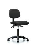 Vinyl Chair - Medium Bench Height with Seat Tilt & Casters in Black Trailblazer Vinyl VMBCH-RG-T1-A0-NF-RC-8540