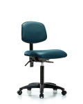 Vinyl Chair - Medium Bench Height with Seat Tilt & Casters in Marine Blue Supernova Vinyl VMBCH-RG-T1-A0-NF-RC-8801