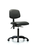 Vinyl Chair - Medium Bench Height with Seat Tilt & Casters in Carbon Supernova Vinyl VMBCH-RG-T1-A0-NF-RC-8823