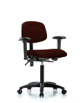 Vinyl Chair - Medium Bench Height with Seat Tilt, Adjustable Arms, & Casters in Burgundy Trailblazer Vinyl VMBCH-RG-T1-A1-NF-RC-8569