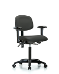 Vinyl Chair - Medium Bench Height with Seat Tilt, Adjustable Arms, & Casters in Charcoal Trailblazer Vinyl VMBCH-RG-T1-A1-NF-RC-8605