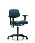 Vinyl Chair - Medium Bench Height with Seat Tilt, Adjustable Arms, & Casters in Marine Blue Supernova Vinyl VMBCH-RG-T1-A1-NF-RC-8801