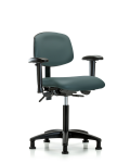Vinyl Chair - Medium Bench Height with Seat Tilt, Adjustable Arms, & Stationary Glides in Colonial Blue Trailblazer Vinyl VMBCH-RG-T1-A1-NF-RG-8546