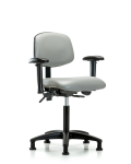 Vinyl Chair - Medium Bench Height with Seat Tilt, Adjustable Arms, & Stationary Glides in Dove Trailblazer Vinyl VMBCH-RG-T1-A1-NF-RG-8567