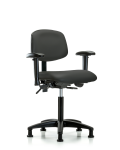 Vinyl Chair - Medium Bench Height with Seat Tilt, Adjustable Arms, & Stationary Glides in Charcoal Trailblazer Vinyl VMBCH-RG-T1-A1-NF-RG-8605