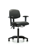 Vinyl Chair - Medium Bench Height with Seat Tilt, Adjustable Arms, & Stationary Glides in Carbon Supernova Vinyl VMBCH-RG-T1-A1-NF-RG-8823