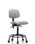 Vinyl Chair - Medium Bench Height with Round Tube Base & Casters in Dove Trailblazer Vinyl VMBCH-RT-T0-A0-RC-8567