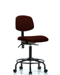 Vinyl Chair - Medium Bench Height with Round Tube Base & Casters in Burgundy Trailblazer Vinyl VMBCH-RT-T0-A0-RC-8569