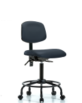Vinyl Chair - Medium Bench Height with Round Tube Base & Casters in Imperial Blue Trailblazer Vinyl VMBCH-RT-T0-A0-RC-8582
