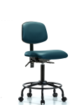 Vinyl Chair - Medium Bench Height with Round Tube Base & Casters in Marine Blue Supernova Vinyl VMBCH-RT-T0-A0-RC-8801