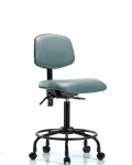 Vinyl Chair - Medium Bench Height with Round Tube Base & Casters in Storm Supernova Vinyl VMBCH-RT-T0-A0-RC-8822