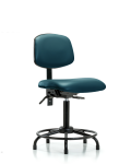 Vinyl Chair - Medium Bench Height with Round Tube Base & Stationary Glides in Marine Blue Supernova Vinyl VMBCH-RT-T0-A0-RG-8801