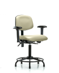 Vinyl Chair - Medium Bench Height with Round Tube Base, Adjustable Arms, & Stationary Glides in Adobe White Trailblazer Vinyl VMBCH-RT-T0-A1-RG-8501