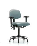 Vinyl Chair - Medium Bench Height with Round Tube Base, Adjustable Arms, & Stationary Glides in Storm Supernova Vinyl VMBCH-RT-T0-A1-RG-8822