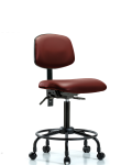 Vinyl Chair - Medium Bench Height with Round Tube Base, Seat Tilt, & Casters in Borscht Supernova Vinyl VMBCH-RT-T1-A0-RC-8815
