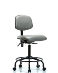 Vinyl Chair - Medium Bench Height with Round Tube Base, Seat Tilt, & Casters in Sterling Supernova Vinyl VMBCH-RT-T1-A0-RC-8840