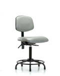 Vinyl Chair - Medium Bench Height with Round Tube Base, Seat Tilt, & Stationary Glides in Dove Trailblazer Vinyl VMBCH-RT-T1-A0-RG-8567