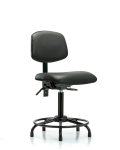 Vinyl Chair - Medium Bench Height with Round Tube Base, Seat Tilt, & Stationary Glides in Carbon Supernova Vinyl VMBCH-RT-T1-A0-RG-8823