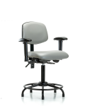 Vinyl Chair - Medium Bench Height with Round Tube Base, Seat Tilt, Adjustable Arms, & Stationary Glides in Dove Trailblazer Vinyl VMBCH-RT-T1-A1-RG-8567