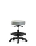 Vinyl Mini-Stool - Medium Bench Height with Black Foot Ring & Casters in Dove Trailblazer Vinyl VMBMS-RG-BF-RC-8567