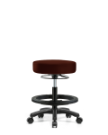 Vinyl Mini-Stool - Medium Bench Height with Black Foot Ring & Casters in Burgundy Trailblazer Vinyl VMBMS-RG-BF-RC-8569