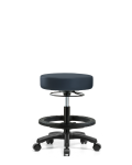 Vinyl Mini-Stool - Medium Bench Height with Black Foot Ring & Casters in Imperial Blue Trailblazer Vinyl VMBMS-RG-BF-RC-8582