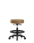 Vinyl Mini-Stool - Medium Bench Height with Black Foot Ring & Casters in Taupe Trailblazer Vinyl VMBMS-RG-BF-RC-8584