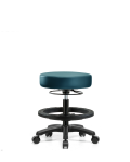 Vinyl Mini-Stool - Medium Bench Height with Black Foot Ring & Casters in Marine Blue Supernova Vinyl VMBMS-RG-BF-RC-8801