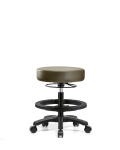 Vinyl Mini-Stool - Medium Bench Height with Black Foot Ring & Casters in Taupe Supernova Vinyl VMBMS-RG-BF-RC-8809