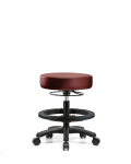 Vinyl Mini-Stool - Medium Bench Height with Black Foot Ring & Casters in Borscht Supernova Vinyl VMBMS-RG-BF-RC-8815