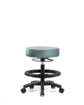 Vinyl Mini-Stool - Medium Bench Height with Black Foot Ring & Casters in Storm Supernova Vinyl VMBMS-RG-BF-RC-8822