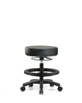 Vinyl Mini-Stool - Medium Bench Height with Black Foot Ring & Casters in Carbon Supernova Vinyl VMBMS-RG-BF-RC-8823
