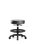Vinyl Mini-Stool - Medium Bench Height with Black Foot Ring & Casters in Sterling Supernova Vinyl VMBMS-RG-BF-RC-8840